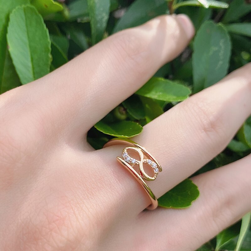 585 Rose Gold Ring/ White Natural Zircon Engagement Ring
