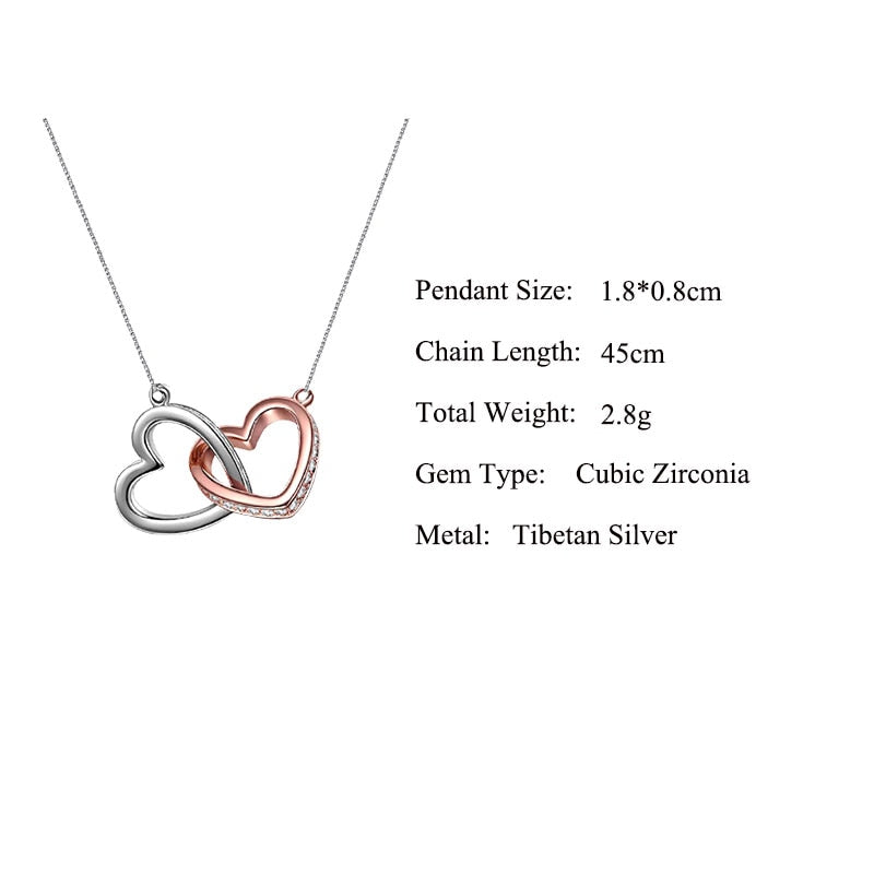 Mother and Daughter Love Double Heart-shaped Connected Hollow Chain/Necklace