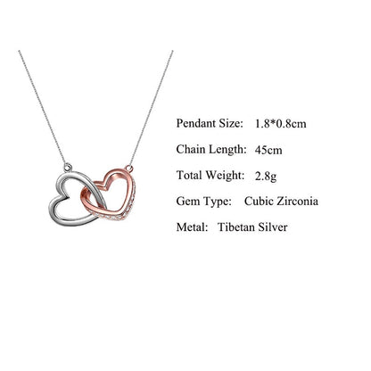 Mother and Daughter Love Double Heart-shaped Connected Hollow Chain/Necklace