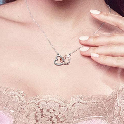 Mother and Daughter Love Double Heart-shaped Connected Hollow Chain/Necklace