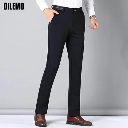 Non-ironing Wrinkle Free New Brand Casual Stretch Men Pants Business Straight Long Trousers Fashion Top Quality Men's Clothing