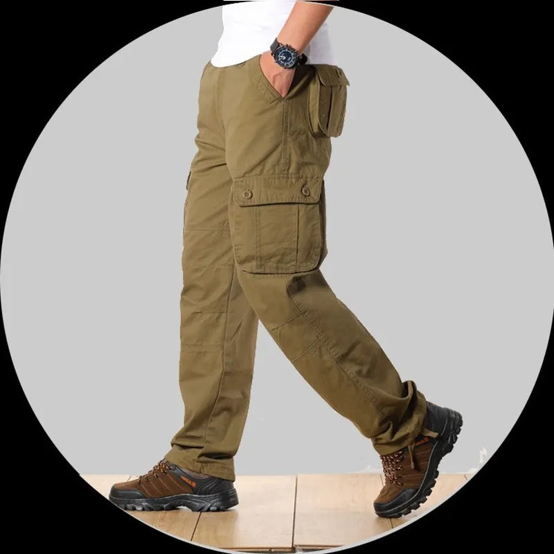 Men's Cargo Pants Casual Multi Pockets Military Tactical Pants Male Outwear Loose Straight slacks Long Trousers Plus size 29-44