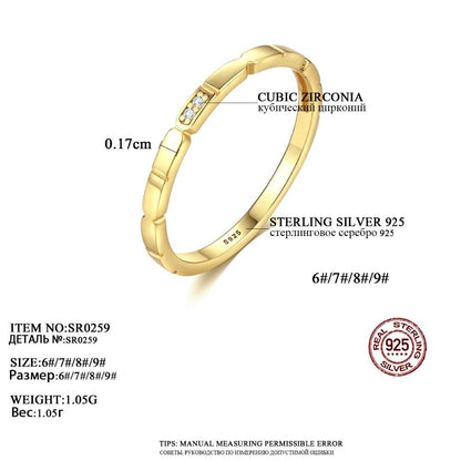 Trendy Wedding Rings Crafted from 925 Sterling Silver, Featuring Twin Small Cubic Zirconia Stones Set in 18K Gold Plating