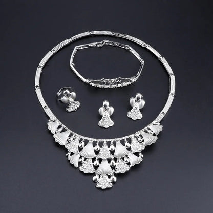 CYNTHIA Silver Plated Jewelry Sets Women Fashion African Beads Jewelry Set Wedding Bridal Jewelry Sets Crystal Jewelery Costume