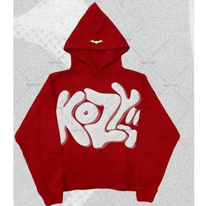Y2k traf printed stitch letters European and American style casual dark tops for men and women street printing loose hooded swea