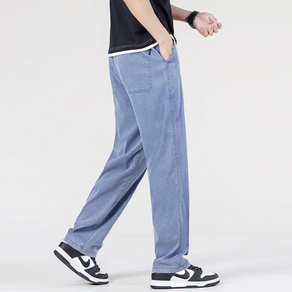 Men's  Straight Loose Jeans Pants/Quality Trousers With Wide Leg Long