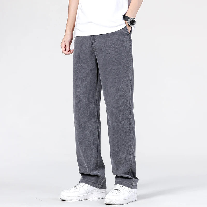 Men's  Straight Loose Jeans Pants/Quality Trousers With Wide Leg Long