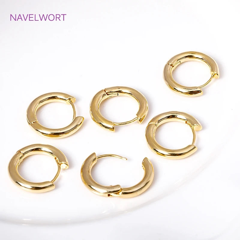 High Quality Simple Vintage Round Earrings 18K Gold Plated Brass 20mmx3mm Hoop Earring For Women Fashion Jewelry Supplies