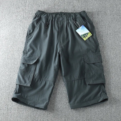 Men's Cargo Pants/Quick Dry Elastic Waist Detachable Feet Loose/Straight Waterproof Long Trousers