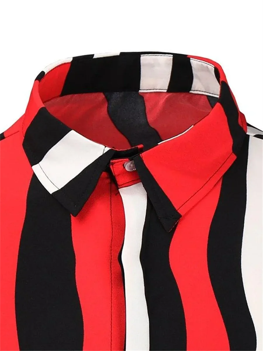 Suit Shirt Men's Casual Office Street Outdoor Red Black Irregular Stripes Fashion Matching/ New Hot Selling Men's Tops Plus