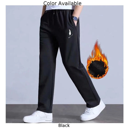 Black Polyester Men's Long Thermal Trouser/Lined Jogger Sweatpants