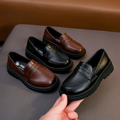 Boys Leather Shoes/Children Britain Style Casual Shoes/ Slip-on Loafers